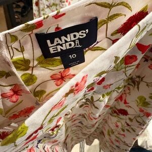 Lands' End Pink and Green Floral Dress